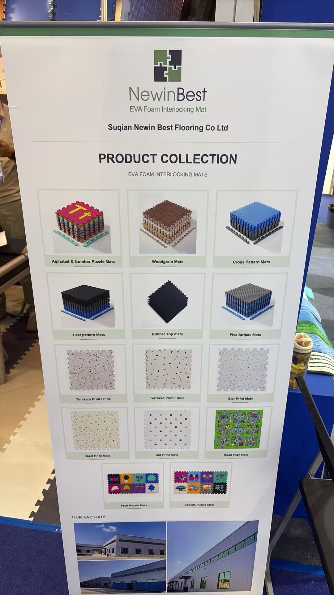 Newin Best product collection board showing puzzle, textured and decorative EVA mats