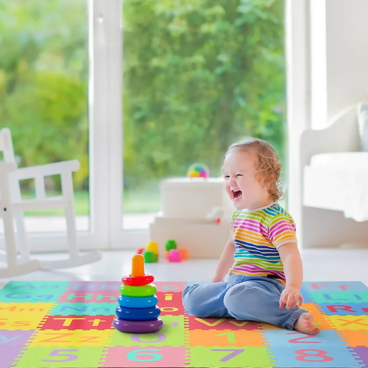 An EVA puzzle mat in a supervised play setting