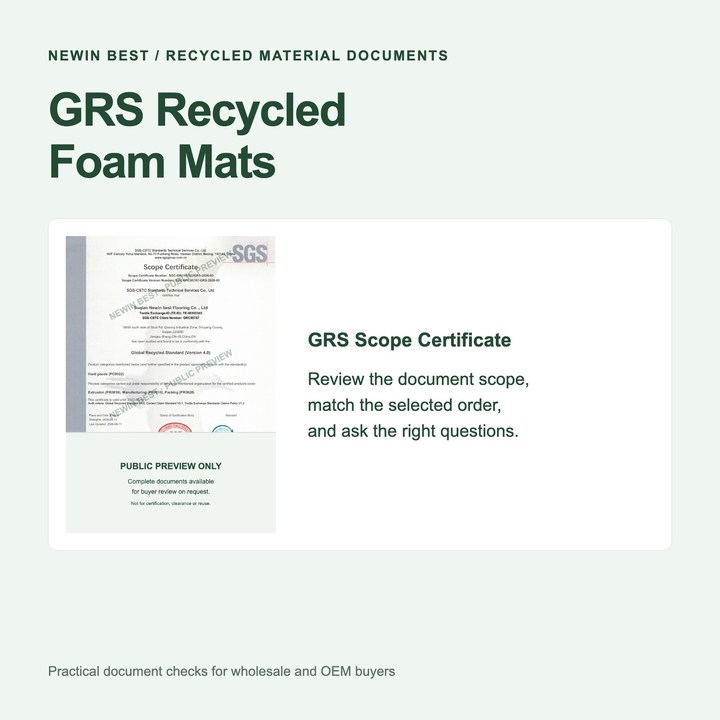 GRS Recycled Foam Mats: Scope, Materials and Buyer Documents