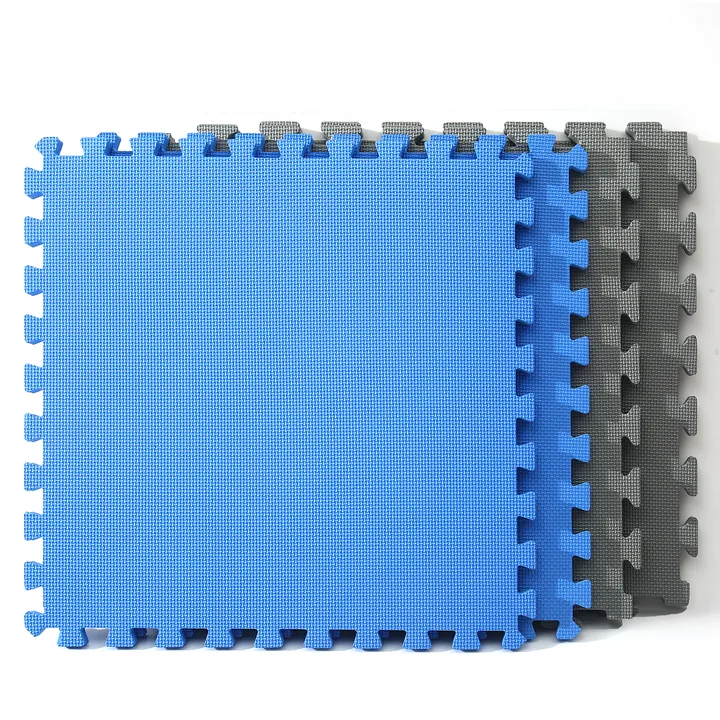 Cross-pattern EVA tile sample in blue