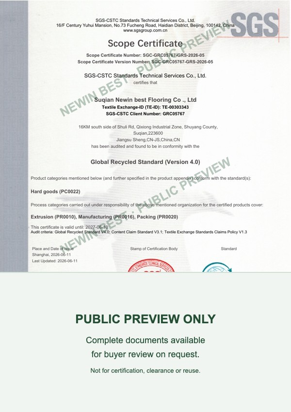 GRS Scope Certificate