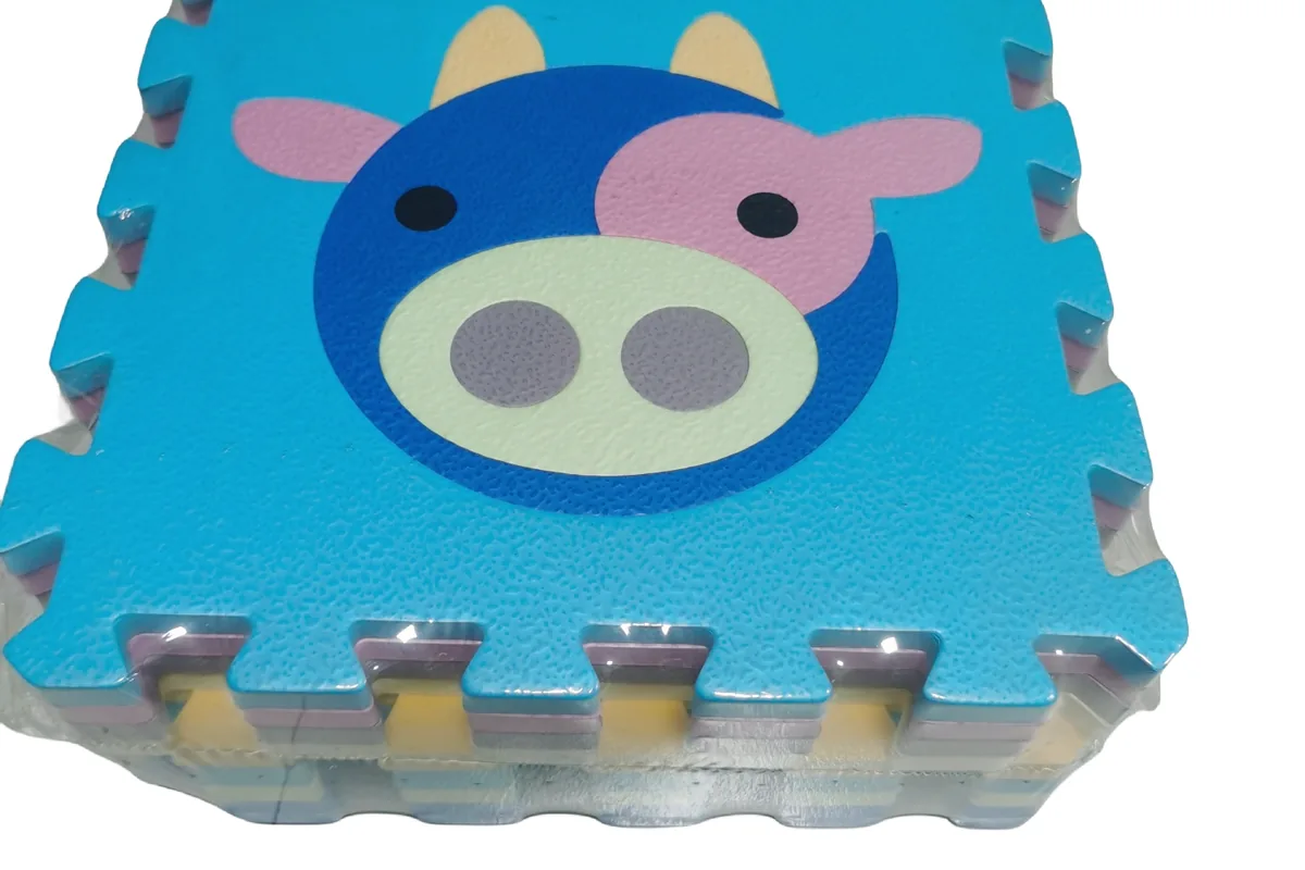 Die-cut EVA foam puzzle pieces with animal shapes and interlocking edges